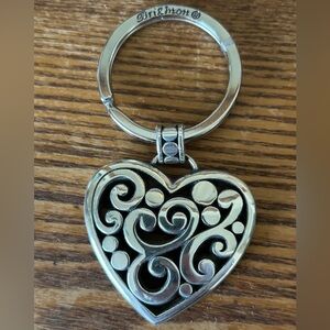 Brighton Silver Heart Key Fob with Swirl Design